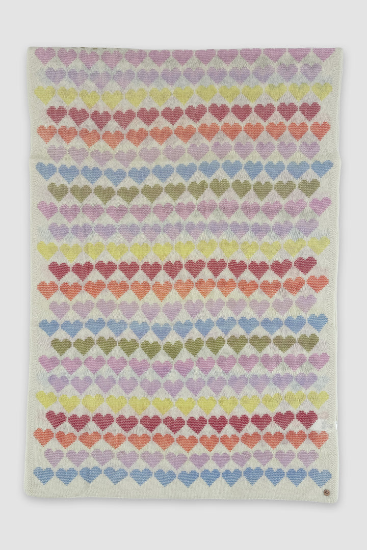 Heart Knit Wool Stole - Multicolor
