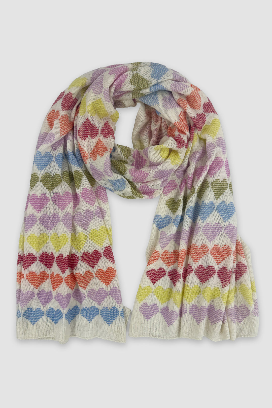 Heart Knit Wool Stole - Multicolor