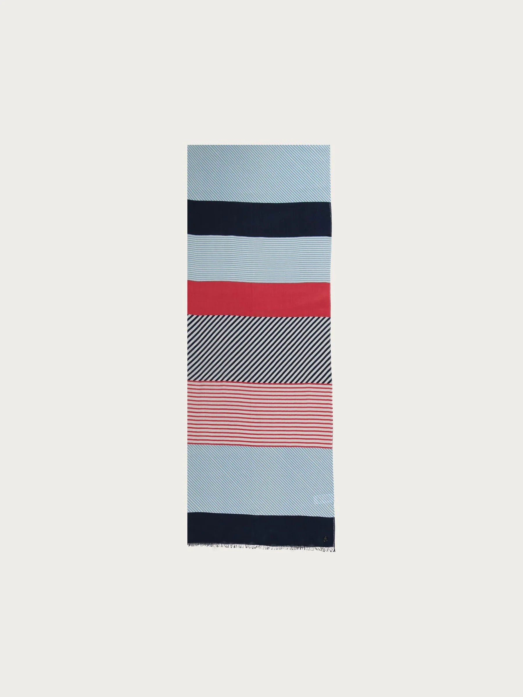 Fraas, COTTON SCARF WITH COLOUR BLOCKING DESIGN - Navy