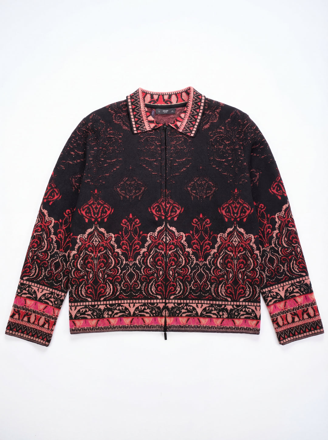 Veste Jacquard, Motif Ornemental - Noir