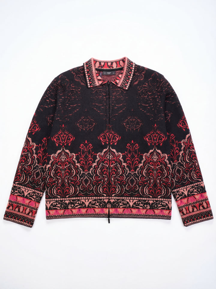 Veste Jacquard, Motif Ornemental - Noir