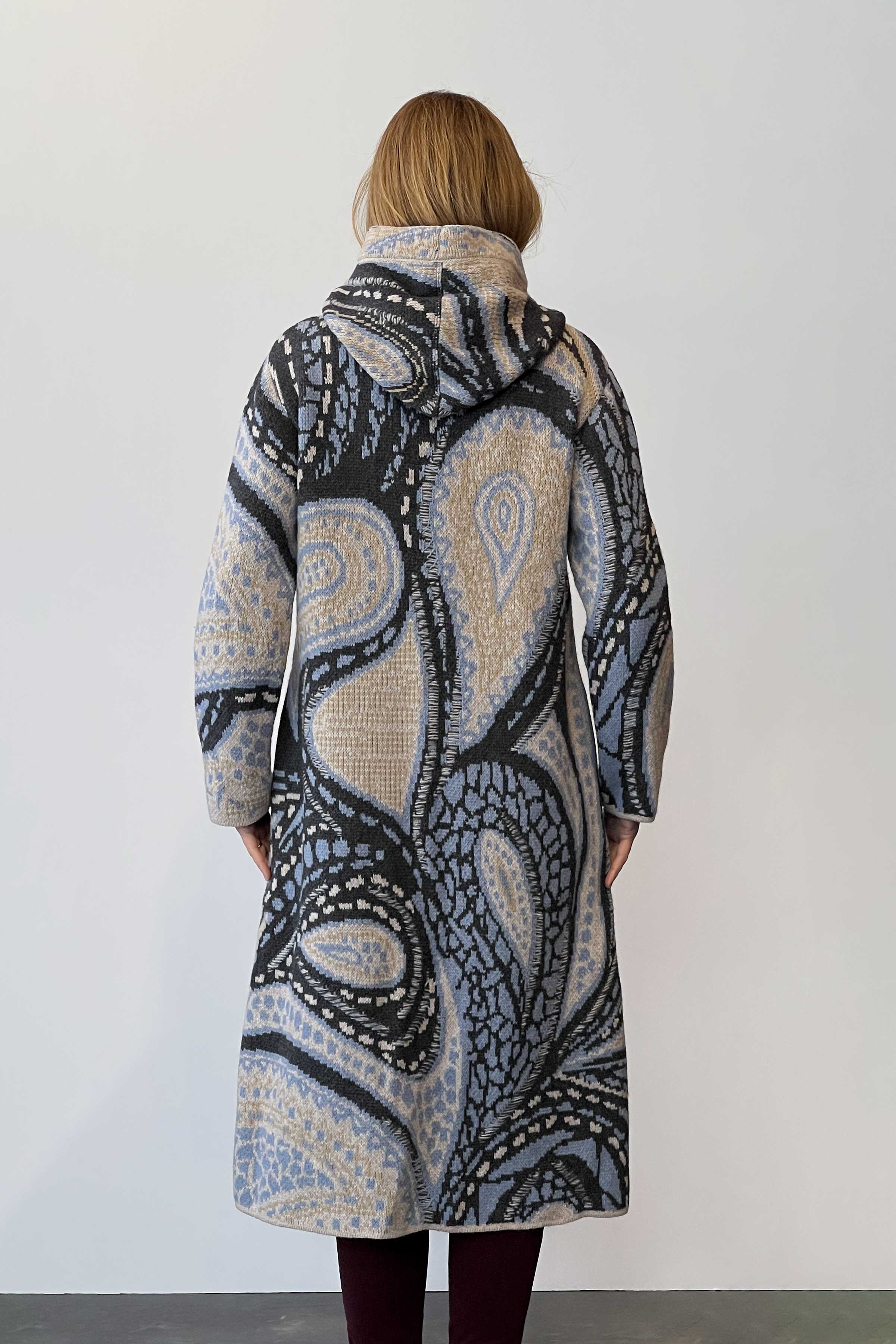 Coat, Geometric Pattern - Grey