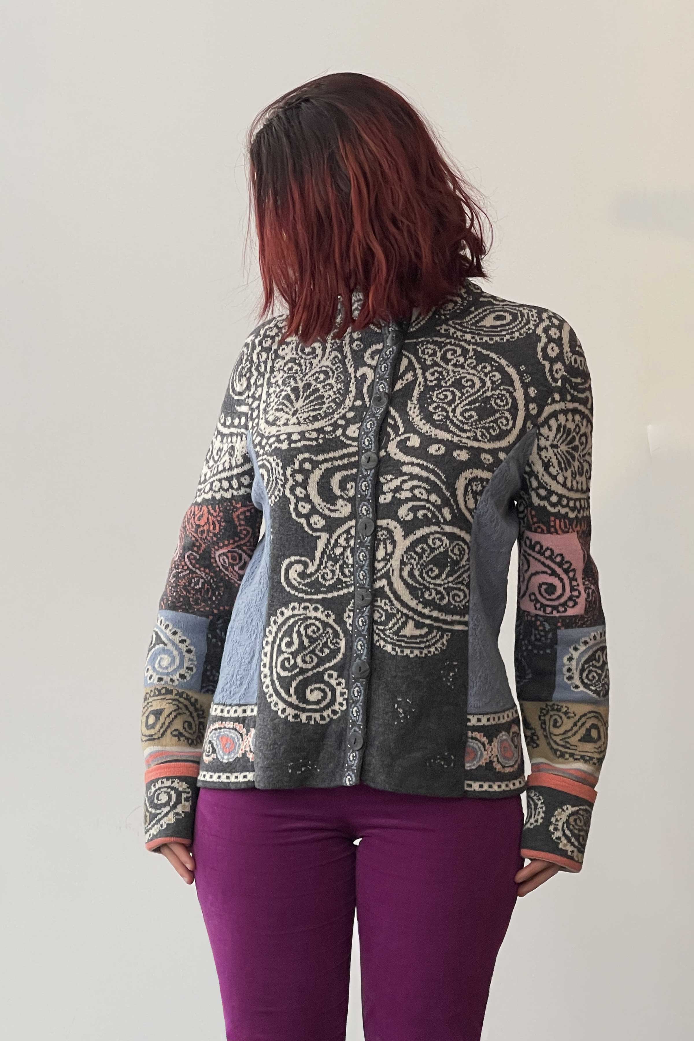 Jacquard Jacket with Embroidery - Grey