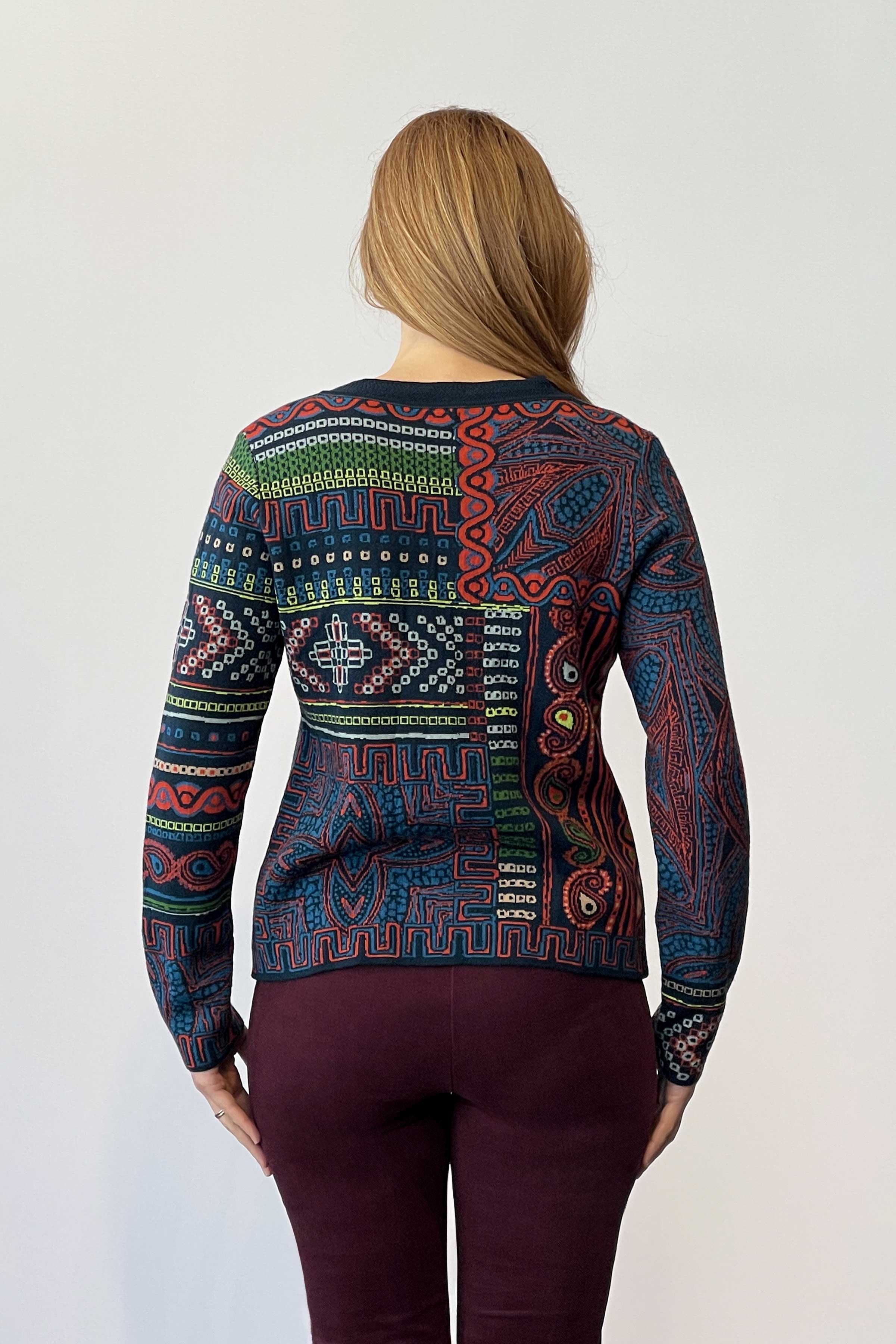 Cardigan, Geometric Pattern - Pacific