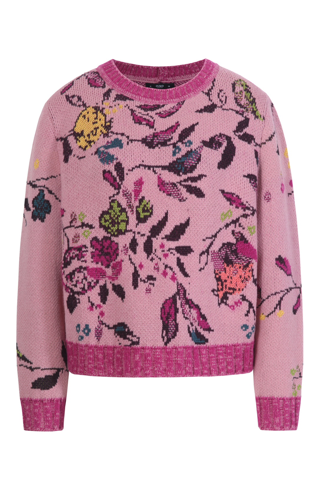 Jacquard Pullover,  Floral Pattern Pomegranate- Light Pink