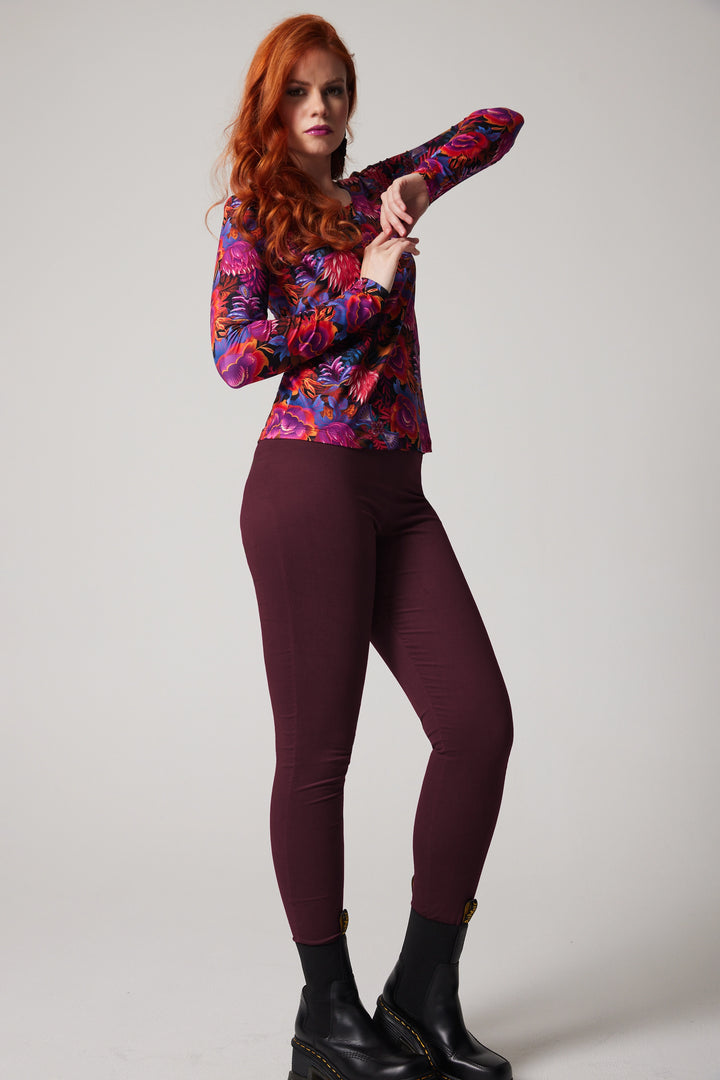 Slim-fit Velvet Corduroy Pants - Wine