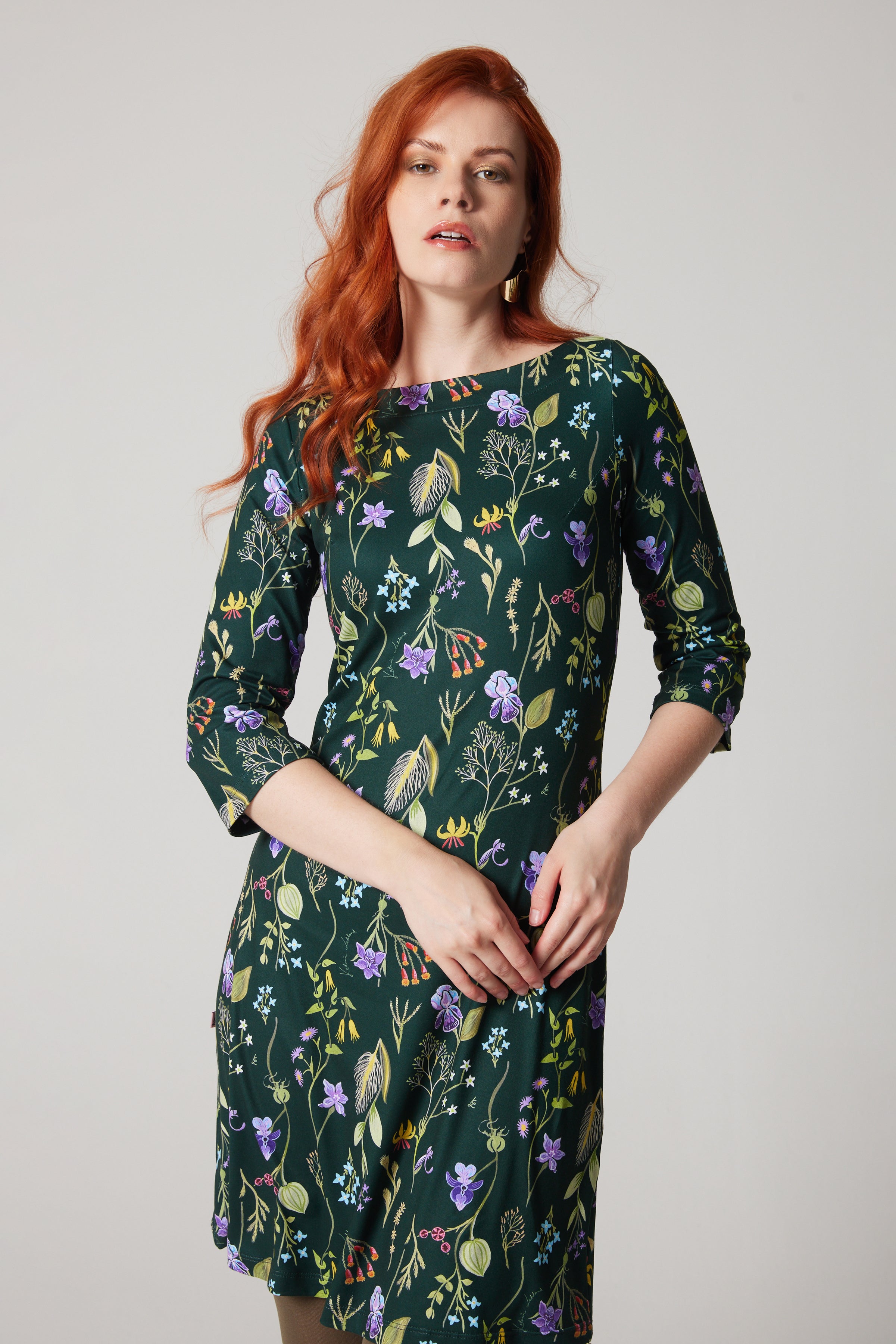 A-Line Dress - Laurentian Flowers - Green