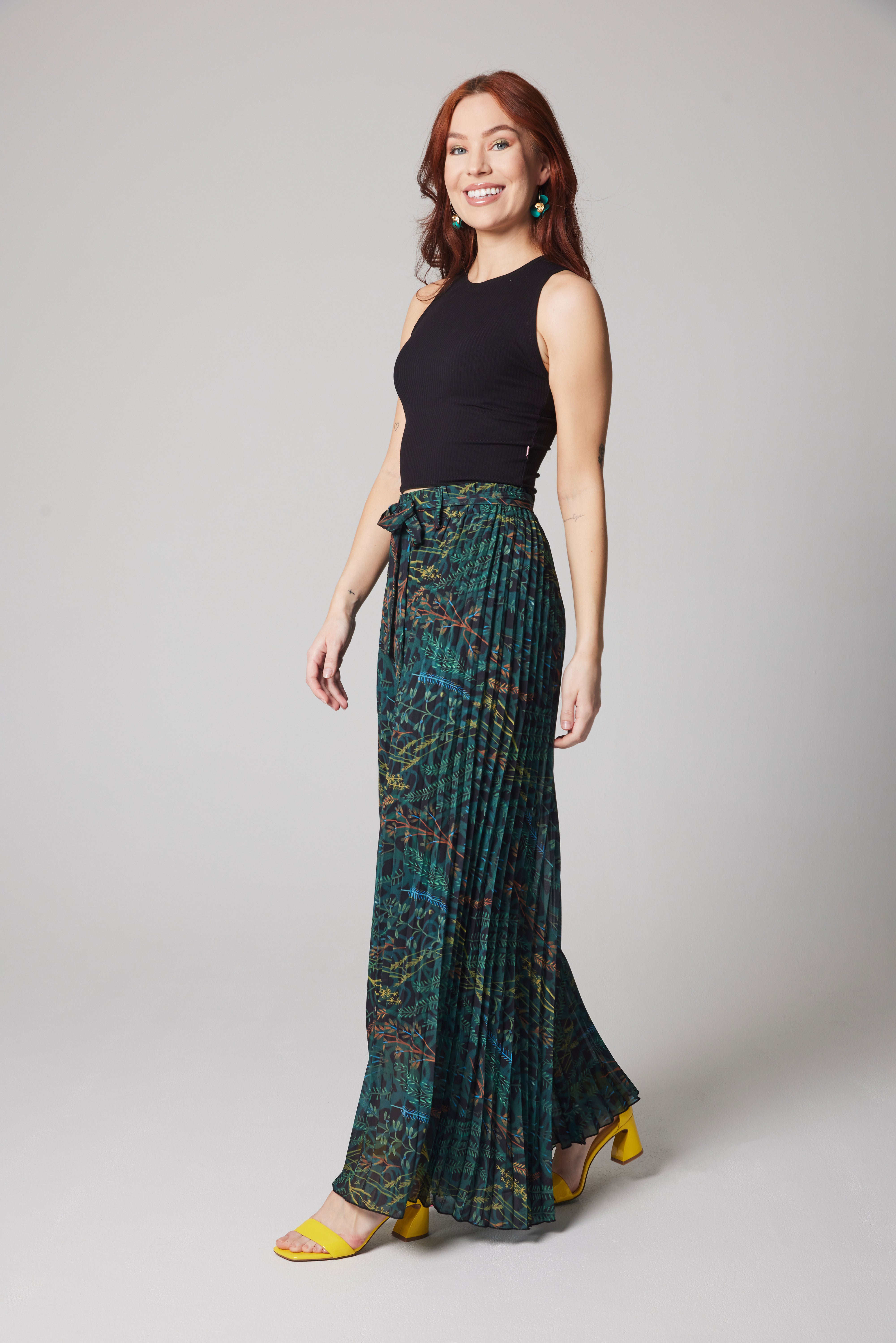 Pleated Palazzo Pant - Firefly