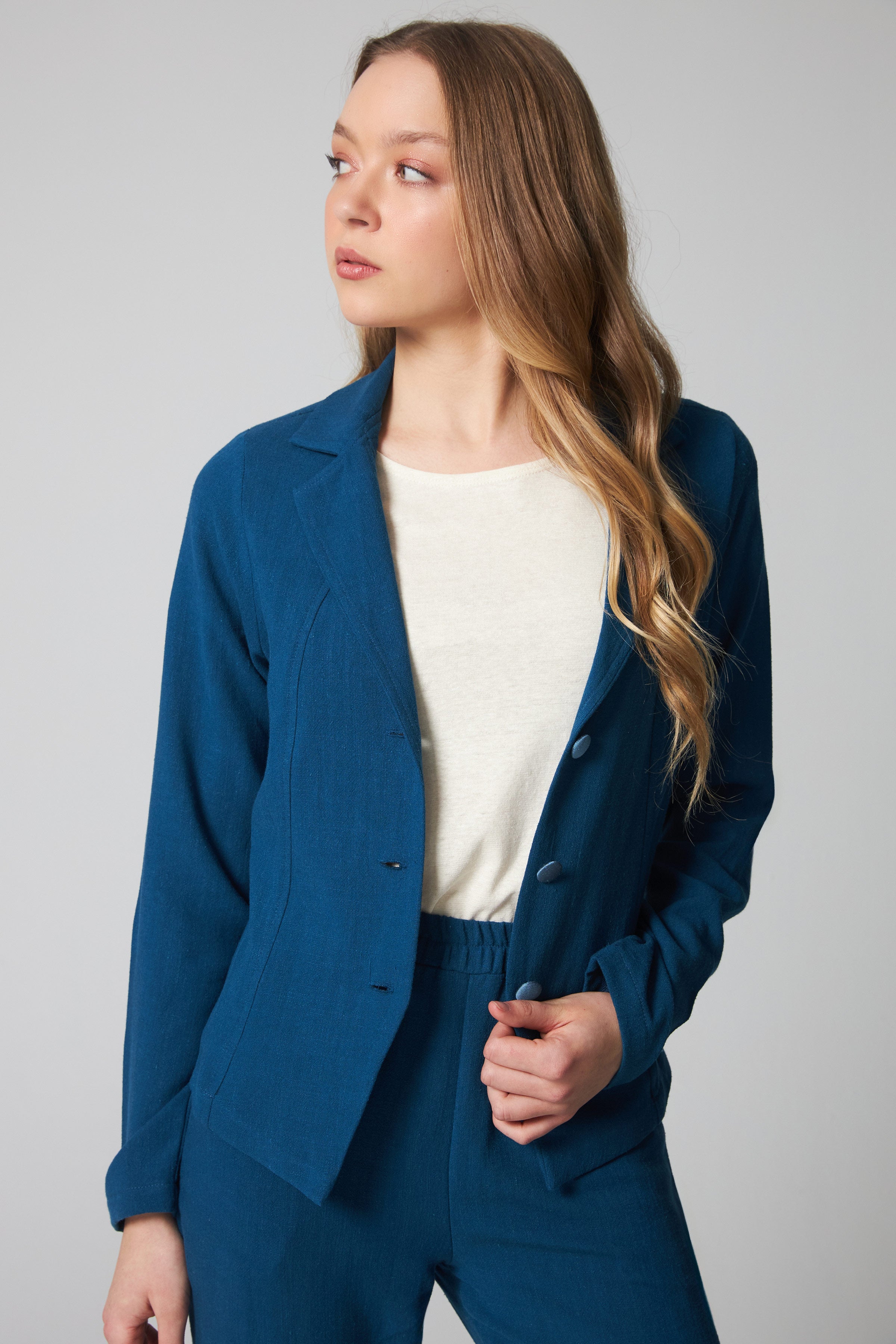 Veston en lin - Bleu