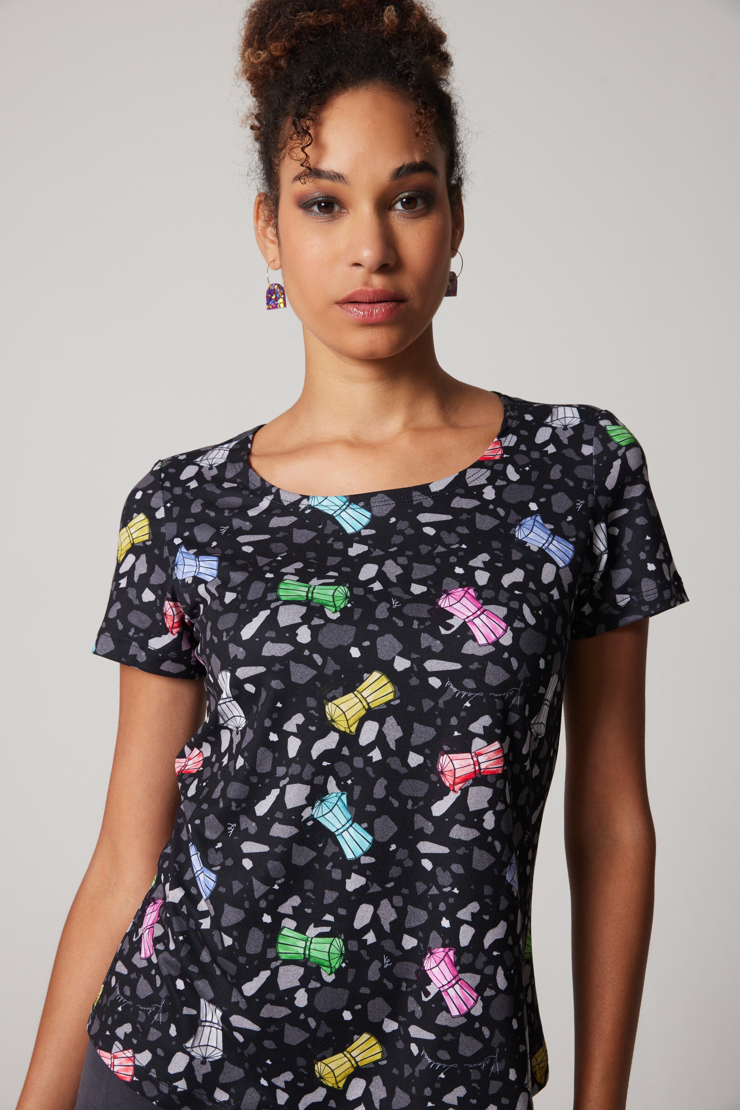 Scoop Neck T-shirt - Terrazzo