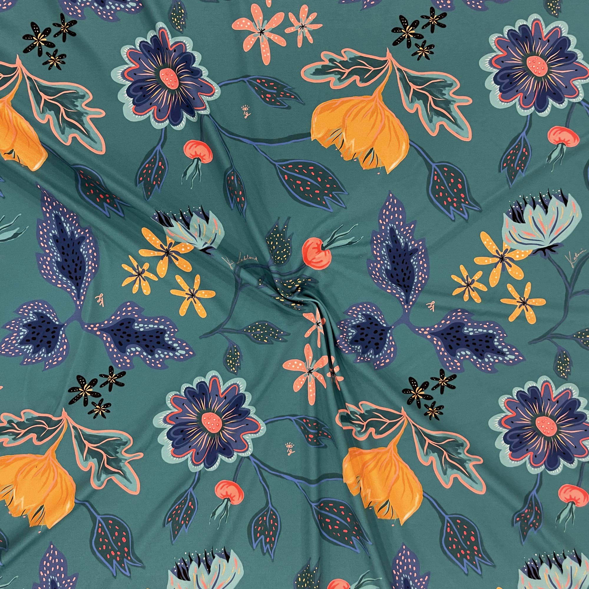 Jersey fabric - Rosehip Turquoise