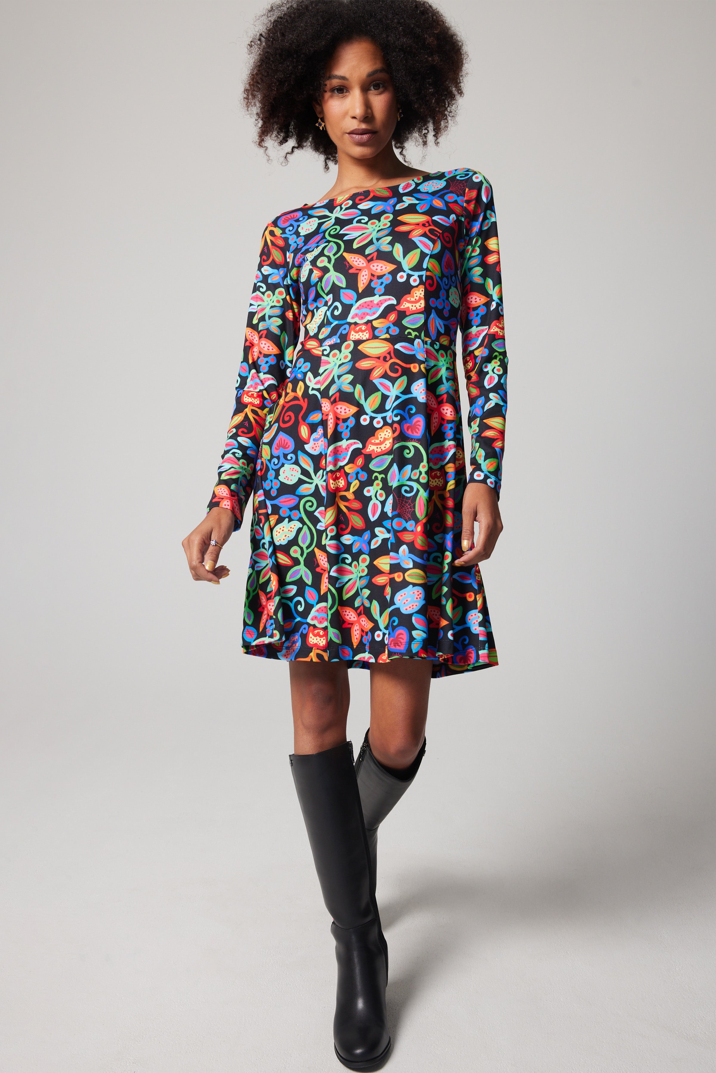 Fit and Flare Long-sleeve Dress - Folklore