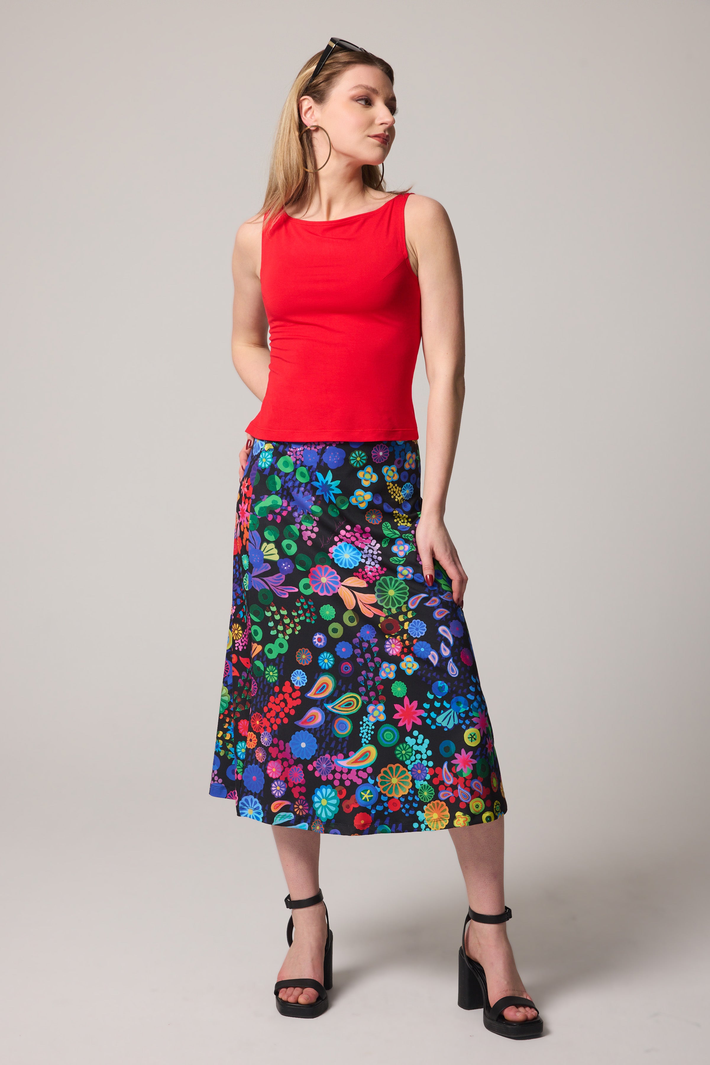 A-Line Skirt - Colourama, Black