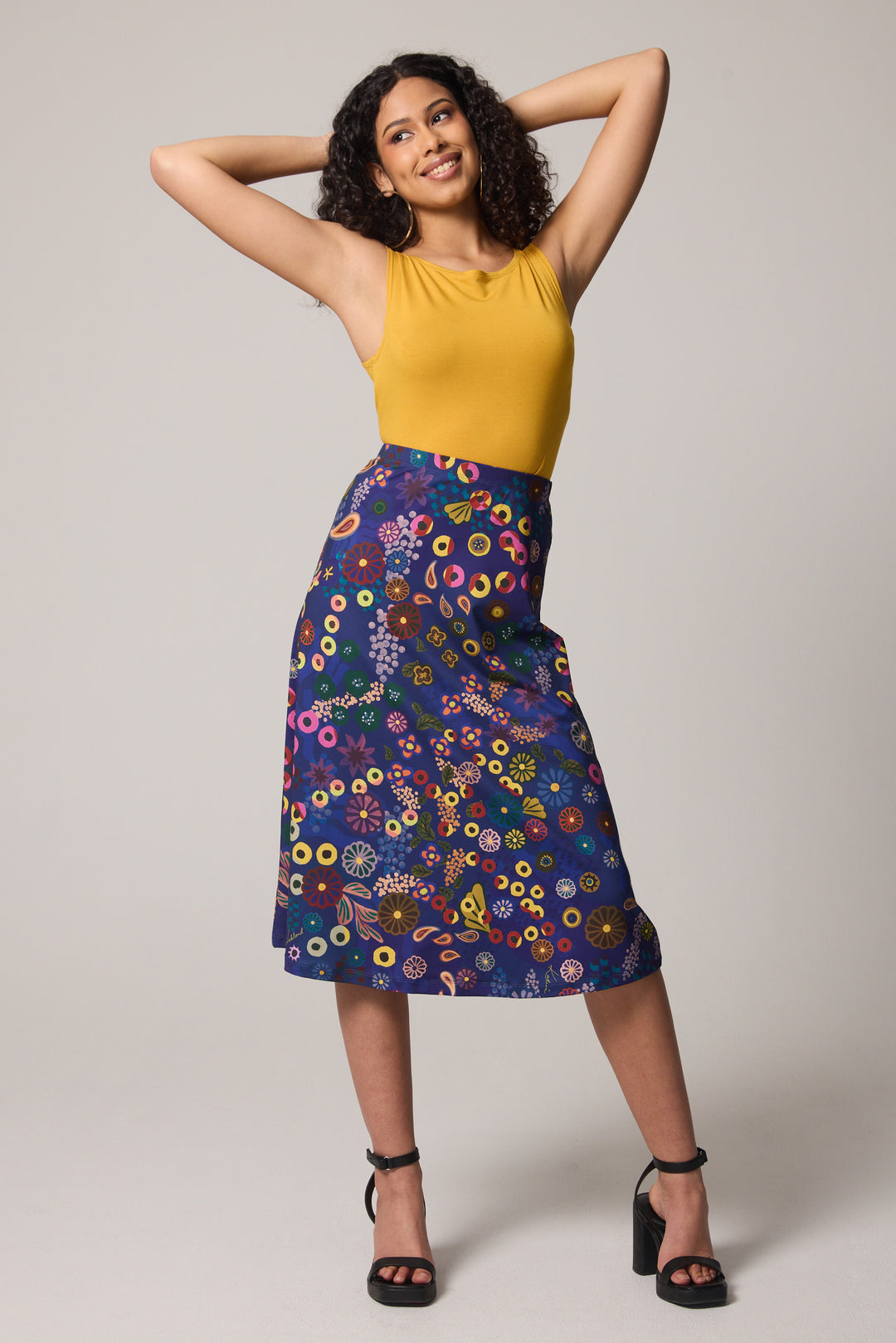 A-Line Skirt - Colourama, Navy
