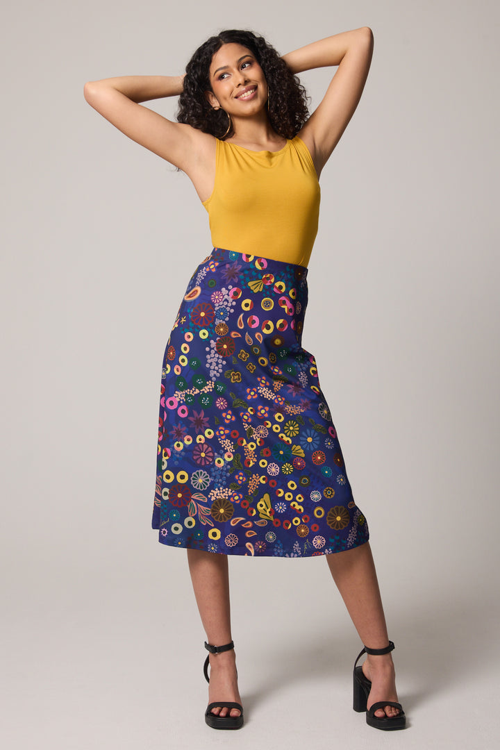 A-Line Skirt - Colourama, Navy