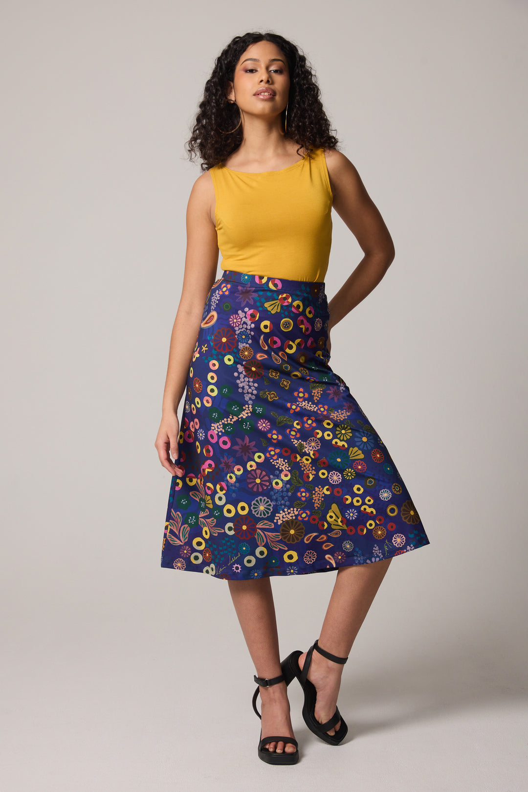 A-Line Skirt - Colourama, Navy