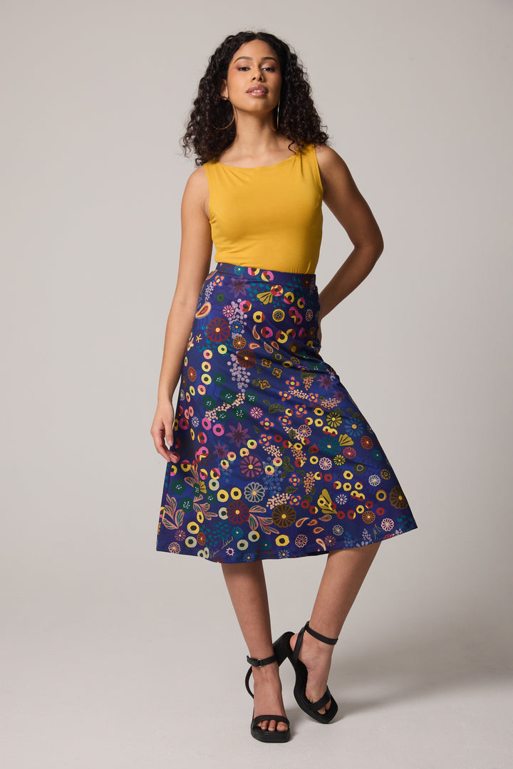 A-Line Skirt - Colourama, Navy
