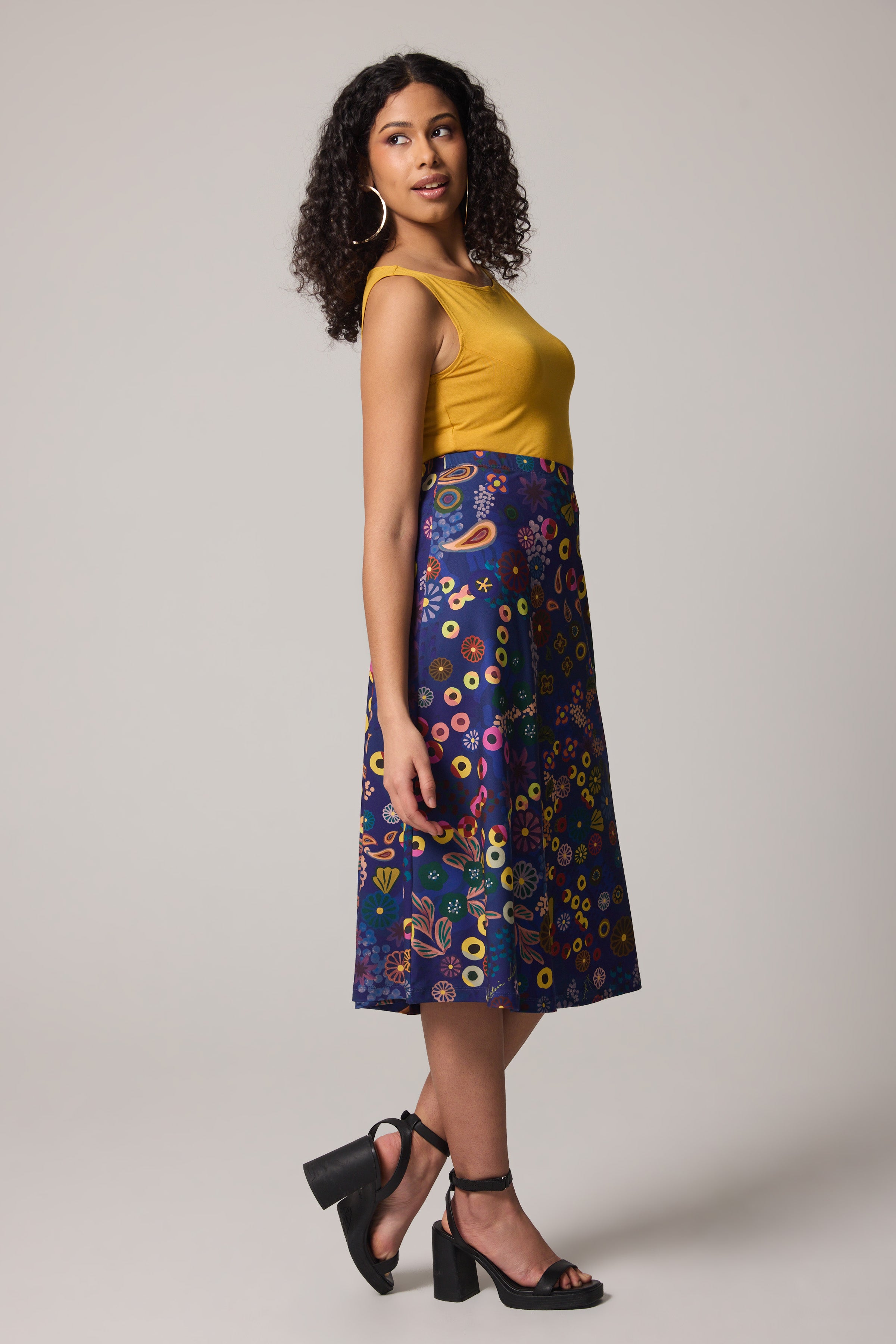 A-Line Skirt - Colourama, Navy