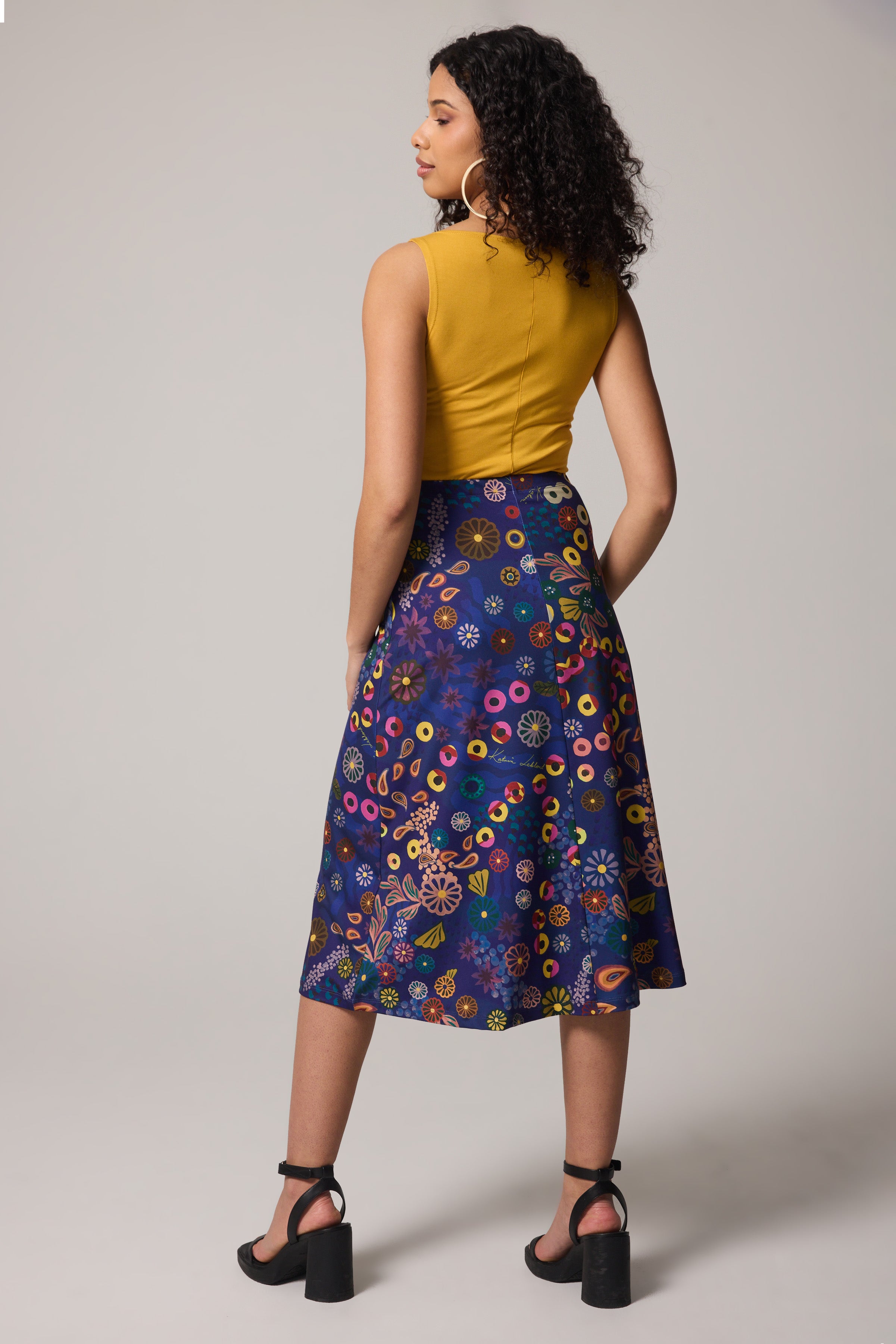A-Line Skirt - Colourama, Navy