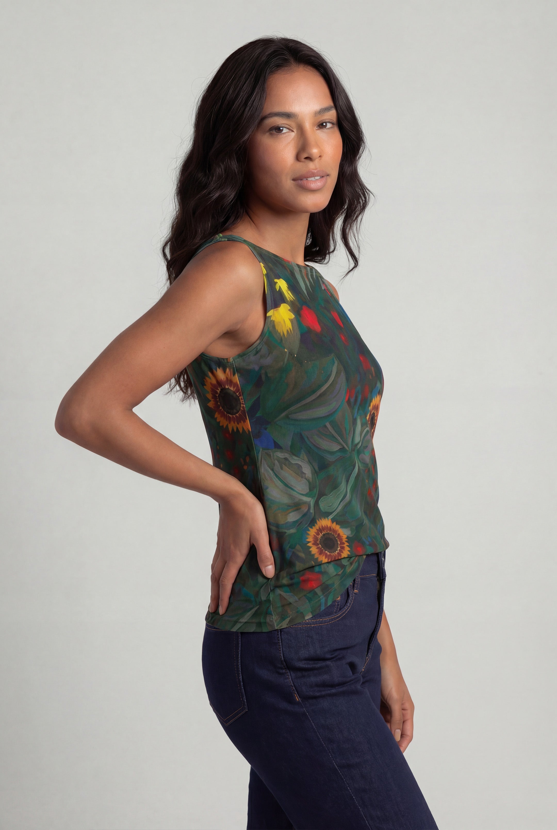 Boatneck Tank Top - Artist's Garden