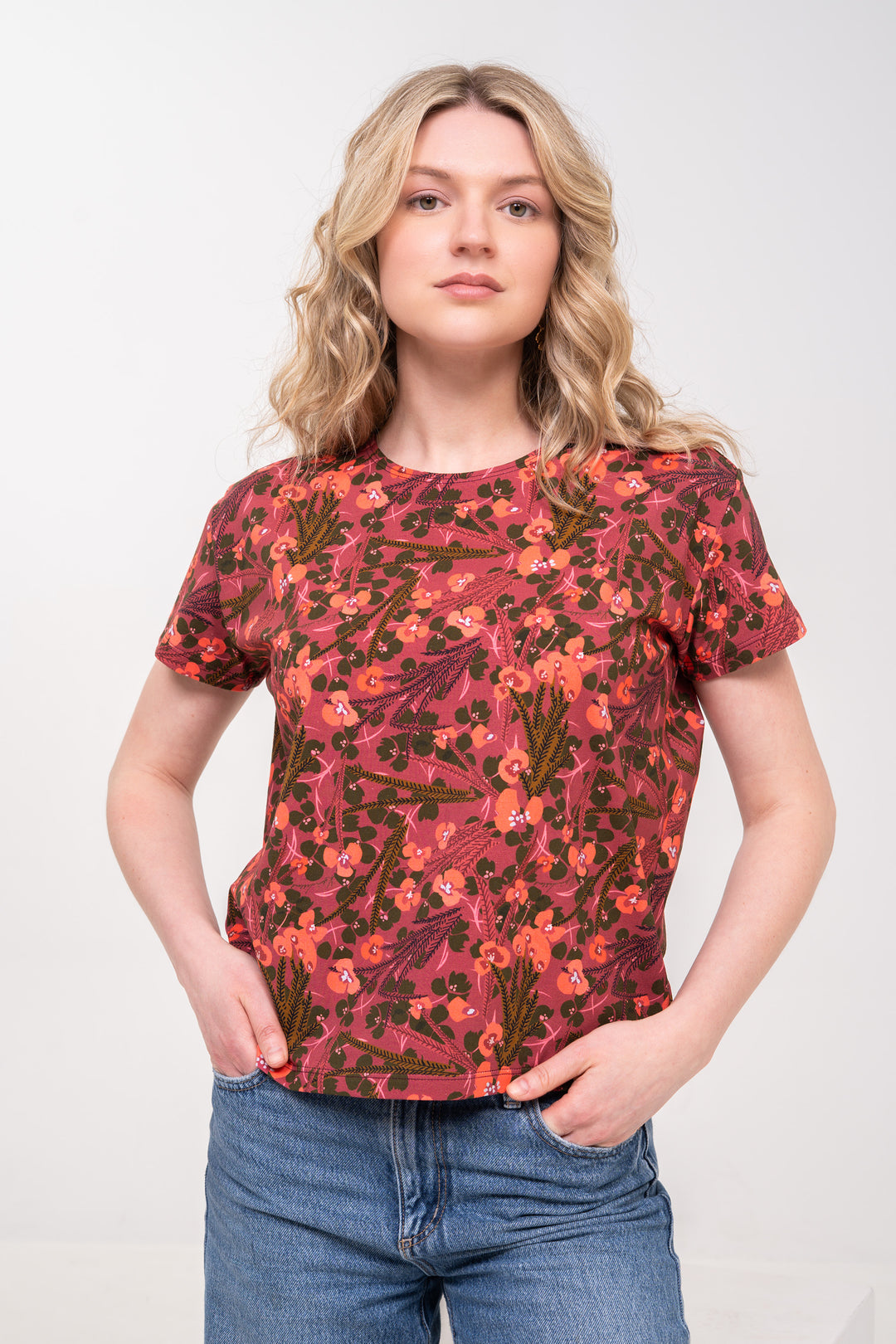 Cotton MOMA T-Shirt - Wildflowers, red