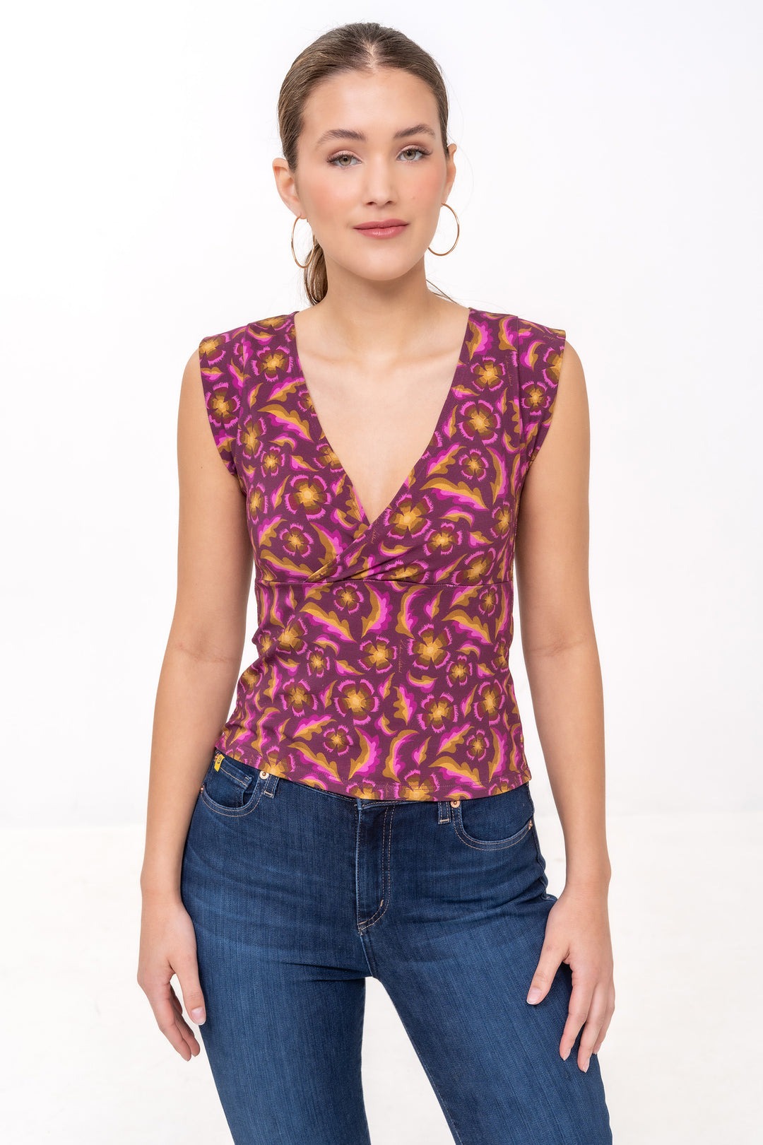 Cotton Crossover Top - Gertrude Plum