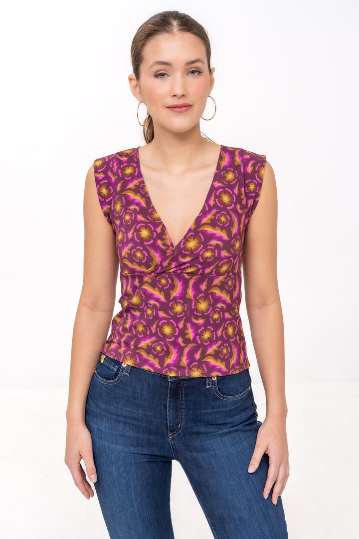 Cotton Crossover Top - Gertrude Plum