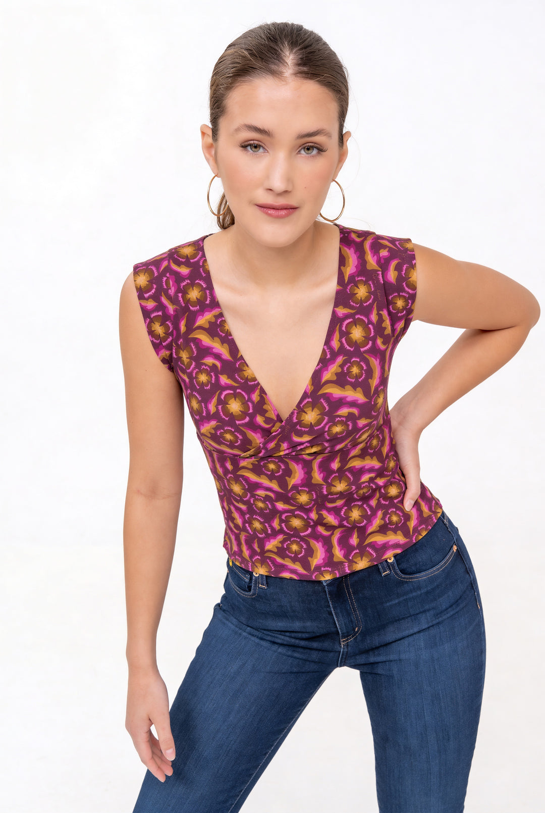 Cotton Crossover Top - Gertrude Plum