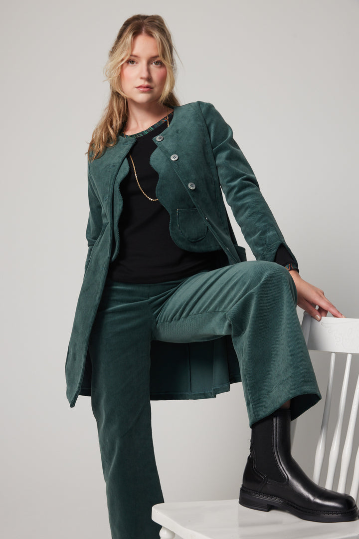 Corduroy scalloped Vest - Green