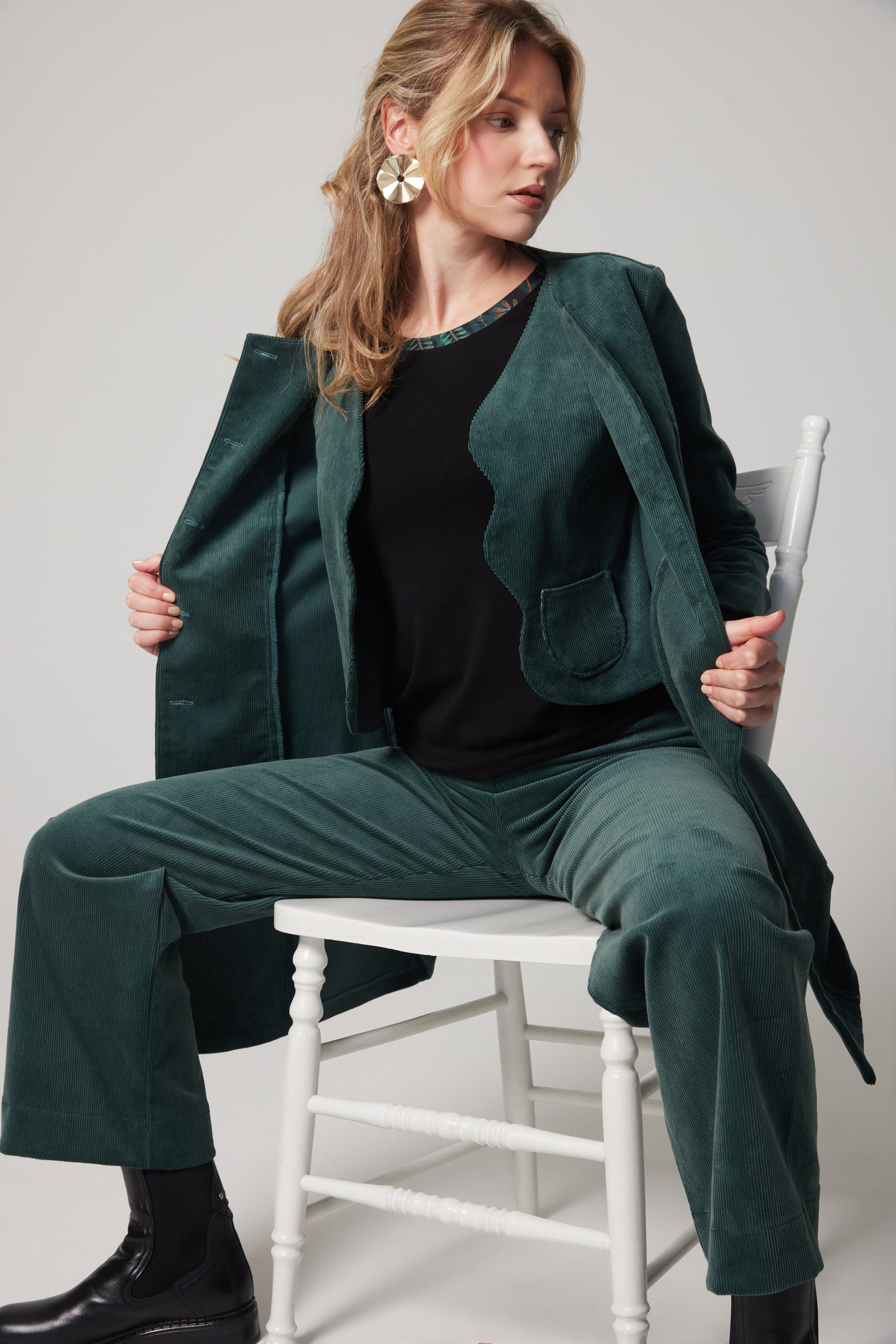 Corduroy scalloped Vest - Green
