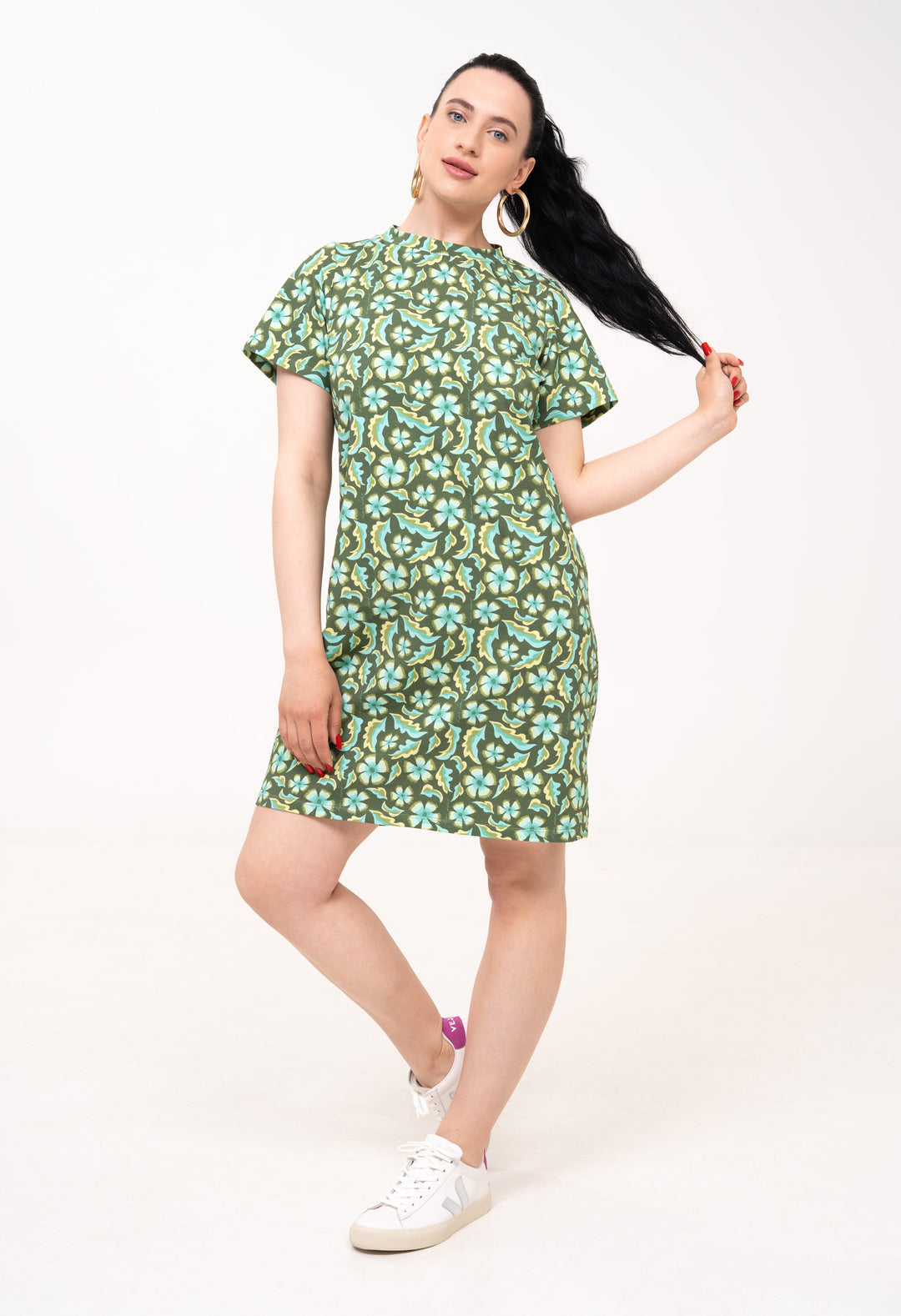 Robe T-shirt ample en coton - Gertrude, vert