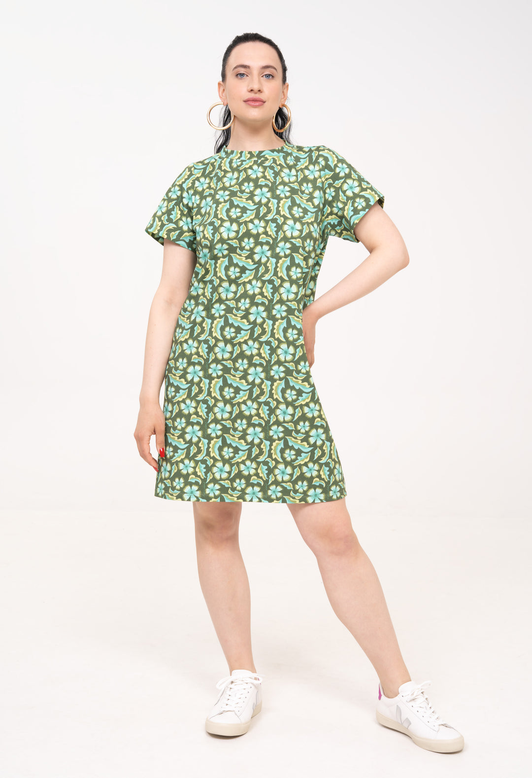 Robe T-shirt ample en coton - Gertrude, vert