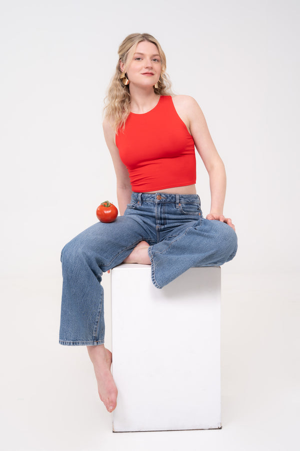 Crop Top - Coral Red