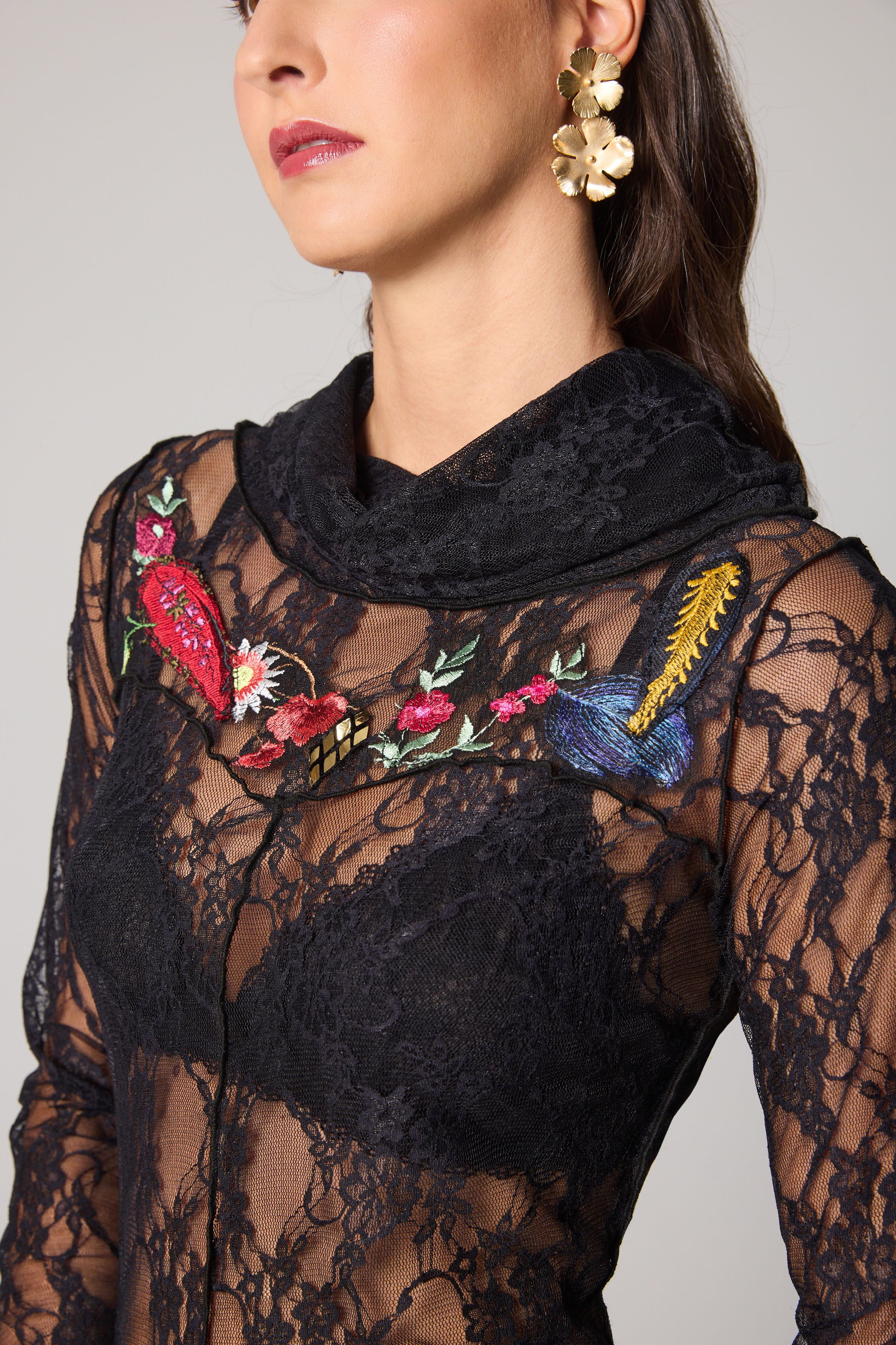 Straight Maxi Dress - Black Mesh