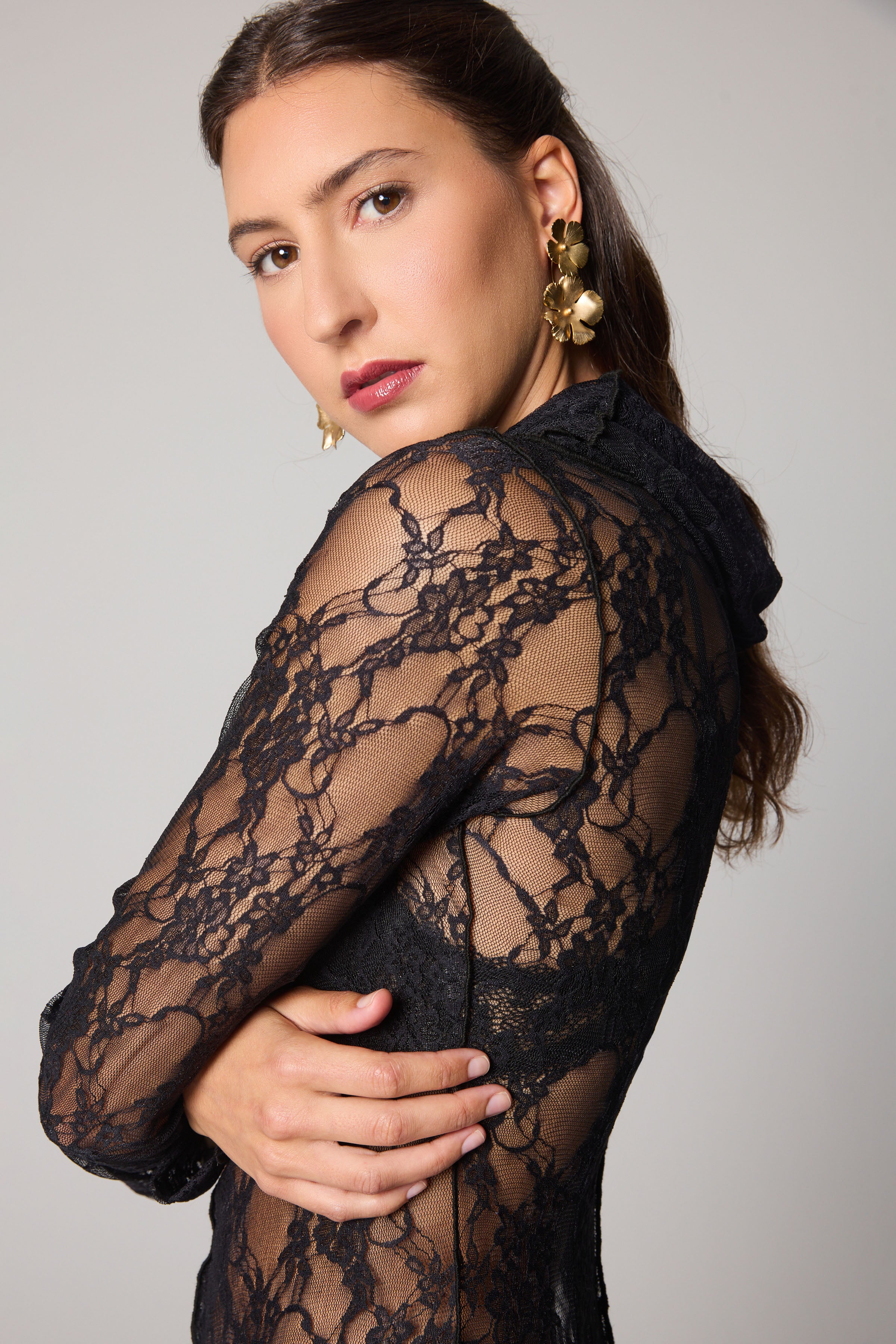 Straight Maxi Dress - Black Mesh