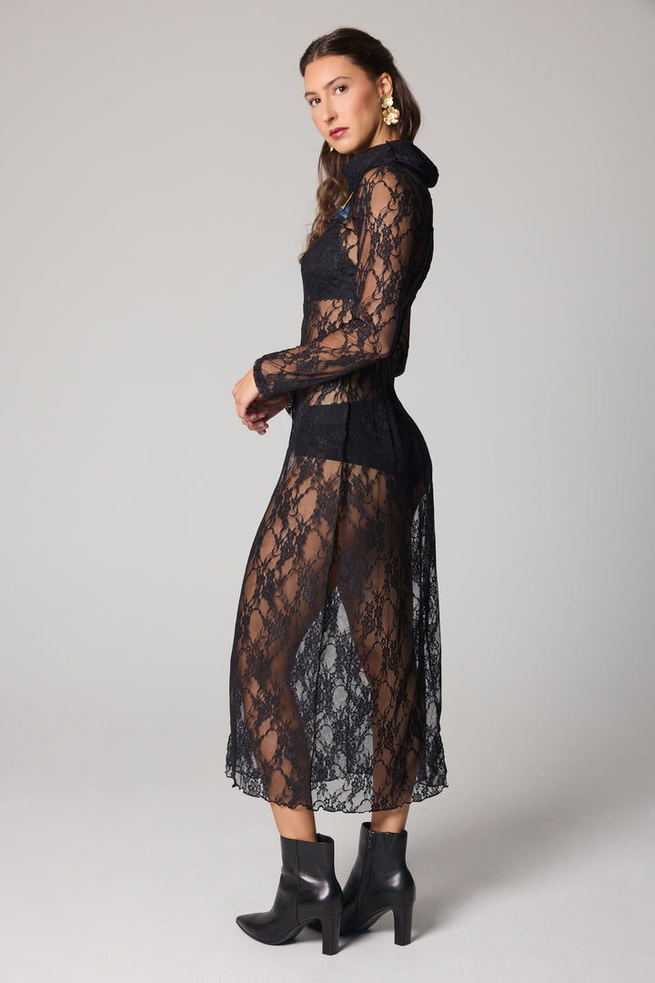 Robe longue droite - Maille noire