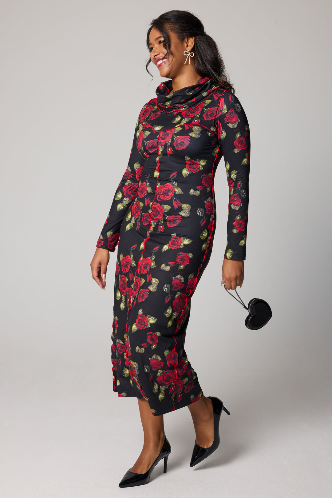 Robe longue droite - Roses