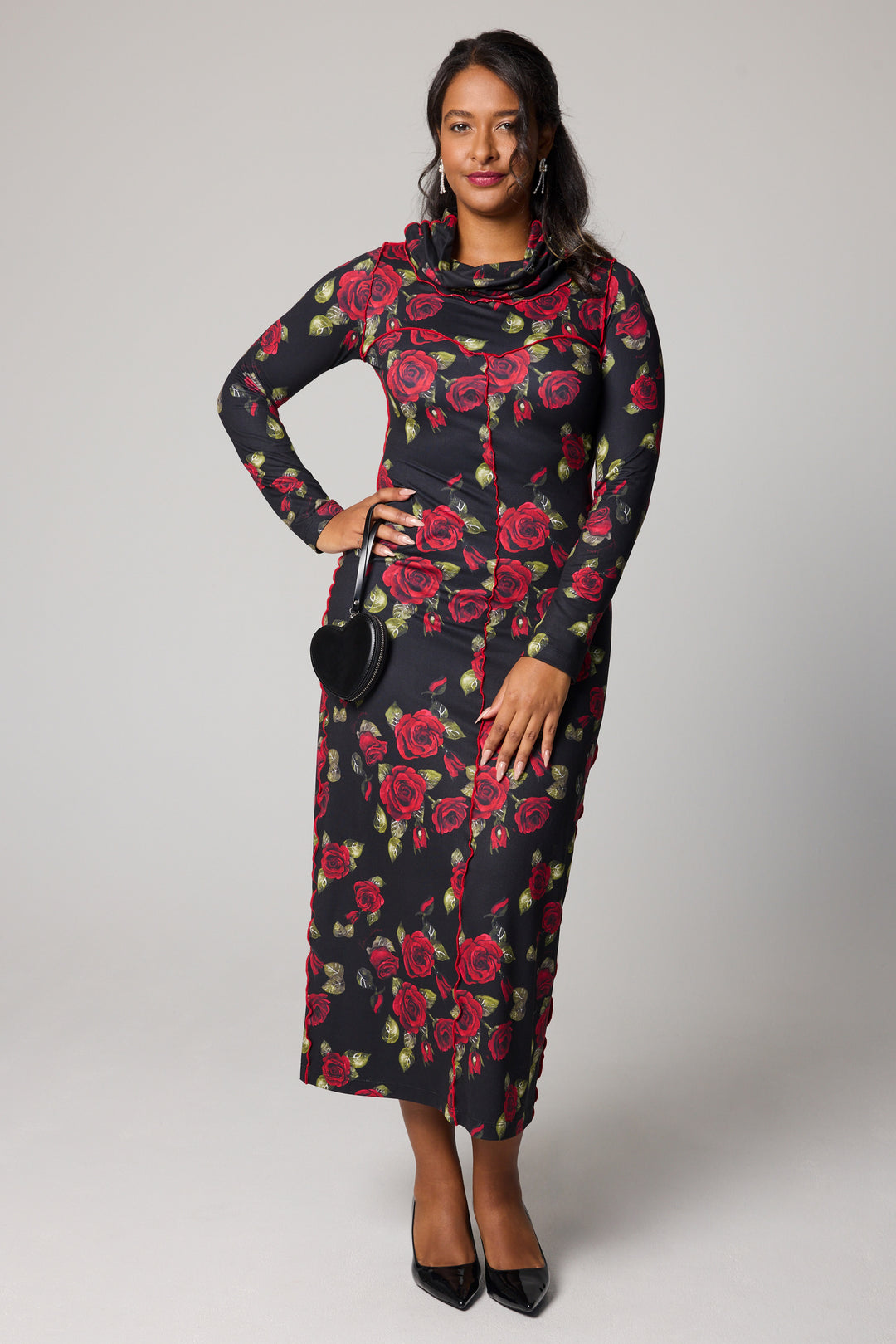 Robe longue droite - Roses