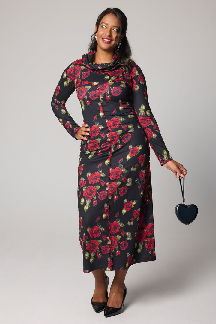 Robe longue droite - Roses