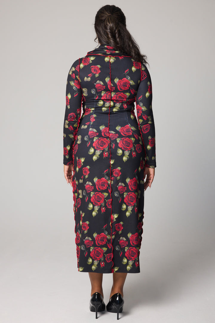 Robe longue droite - Roses