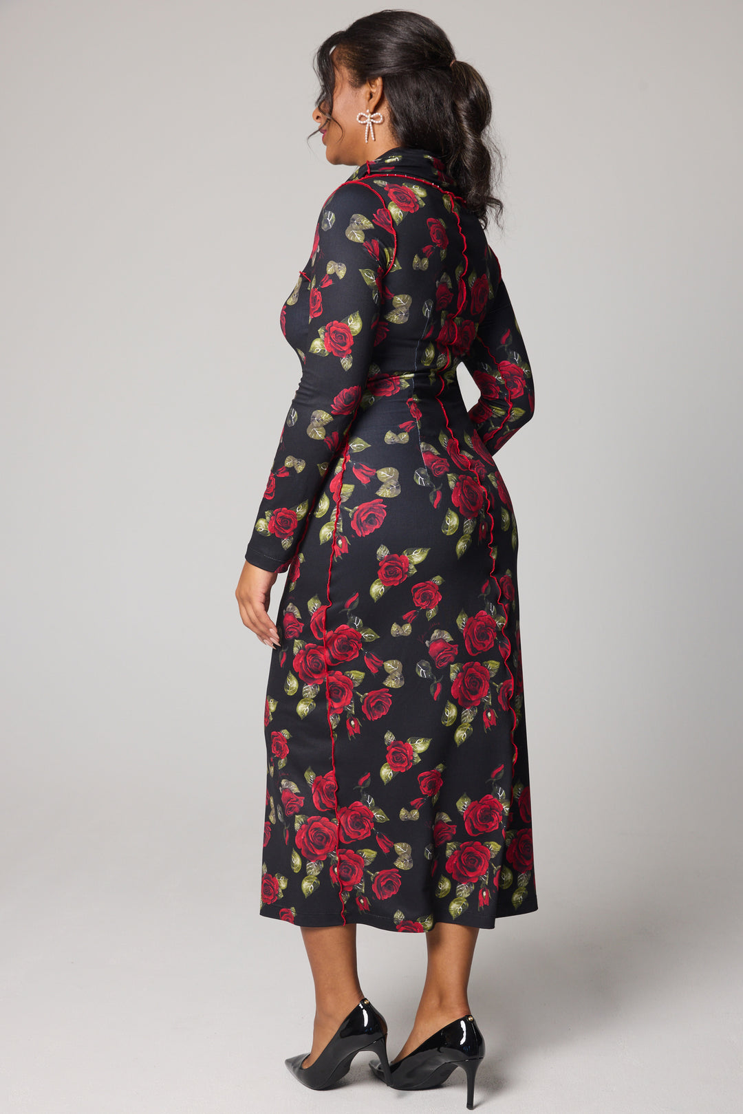Robe longue droite - Roses