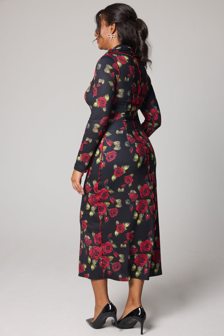 Robe longue droite - Roses