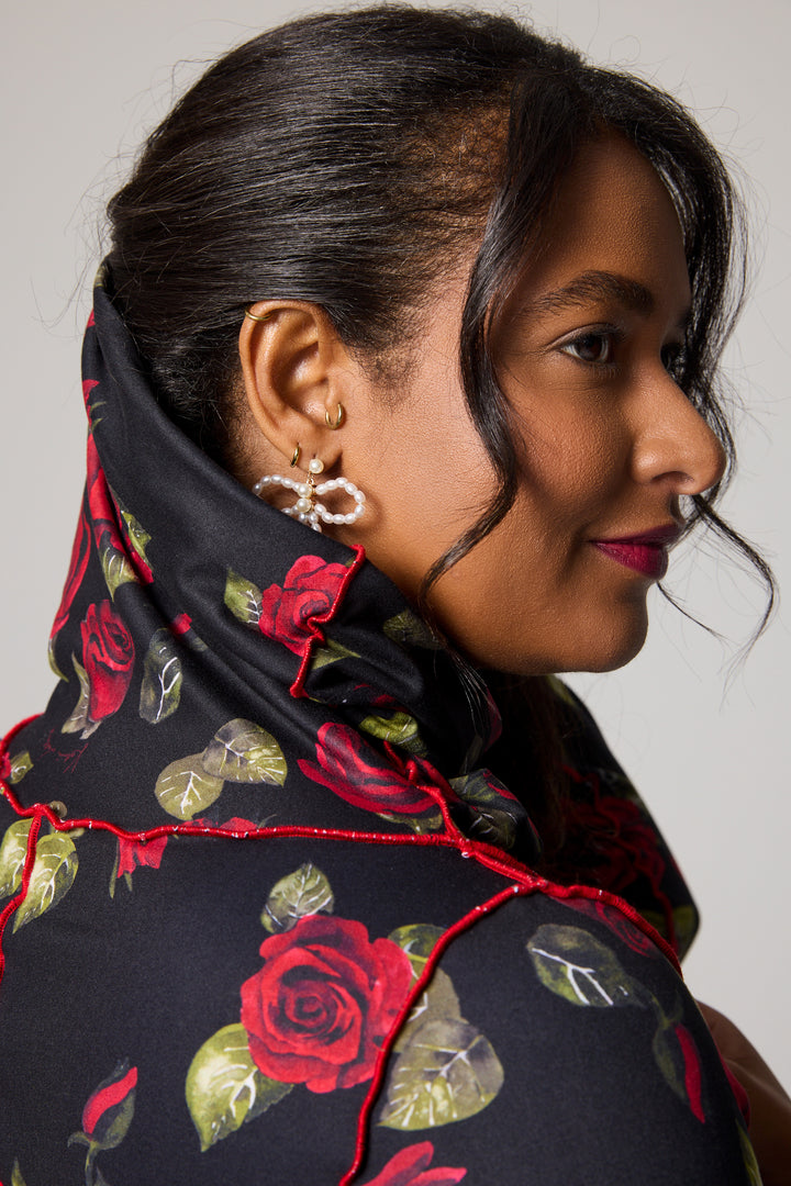 Robe longue droite - Roses