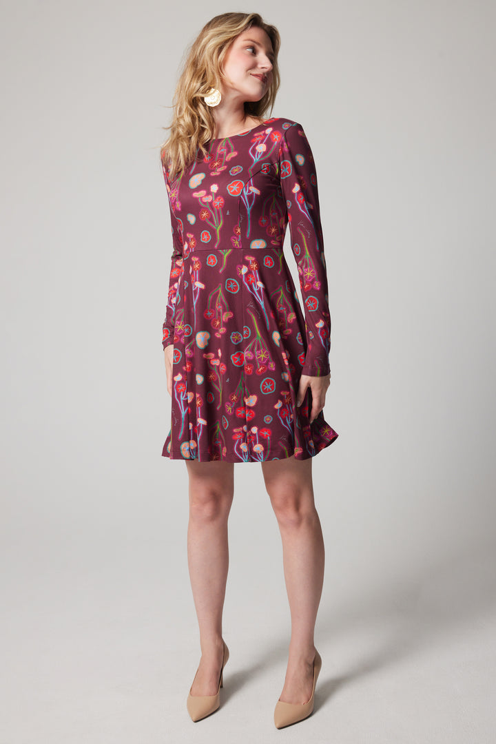 Fit and Flare Long-sleeve Dress - Nasturtium