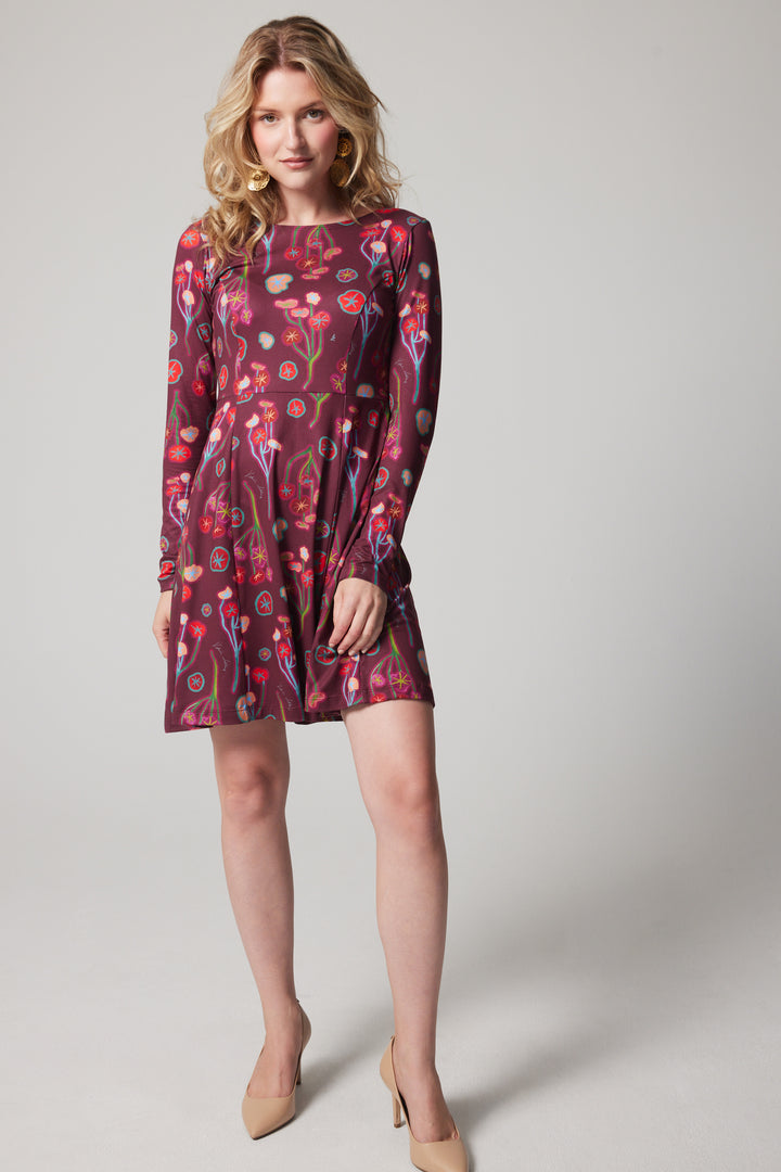 Fit and Flare Long-sleeve Dress - Nasturtium