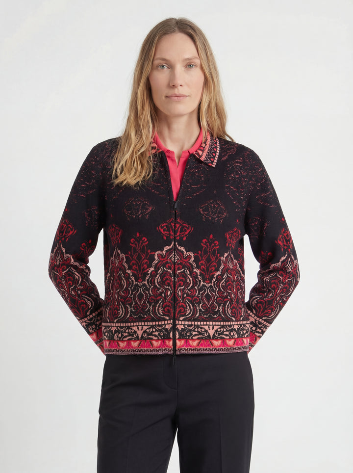 Veste Jacquard, Motif Ornemental - Noir