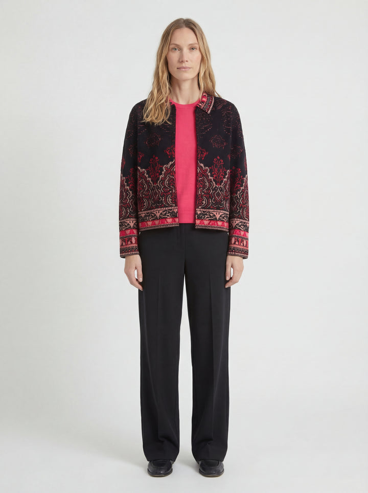 Veste Jacquard, Motif Ornemental - Noir