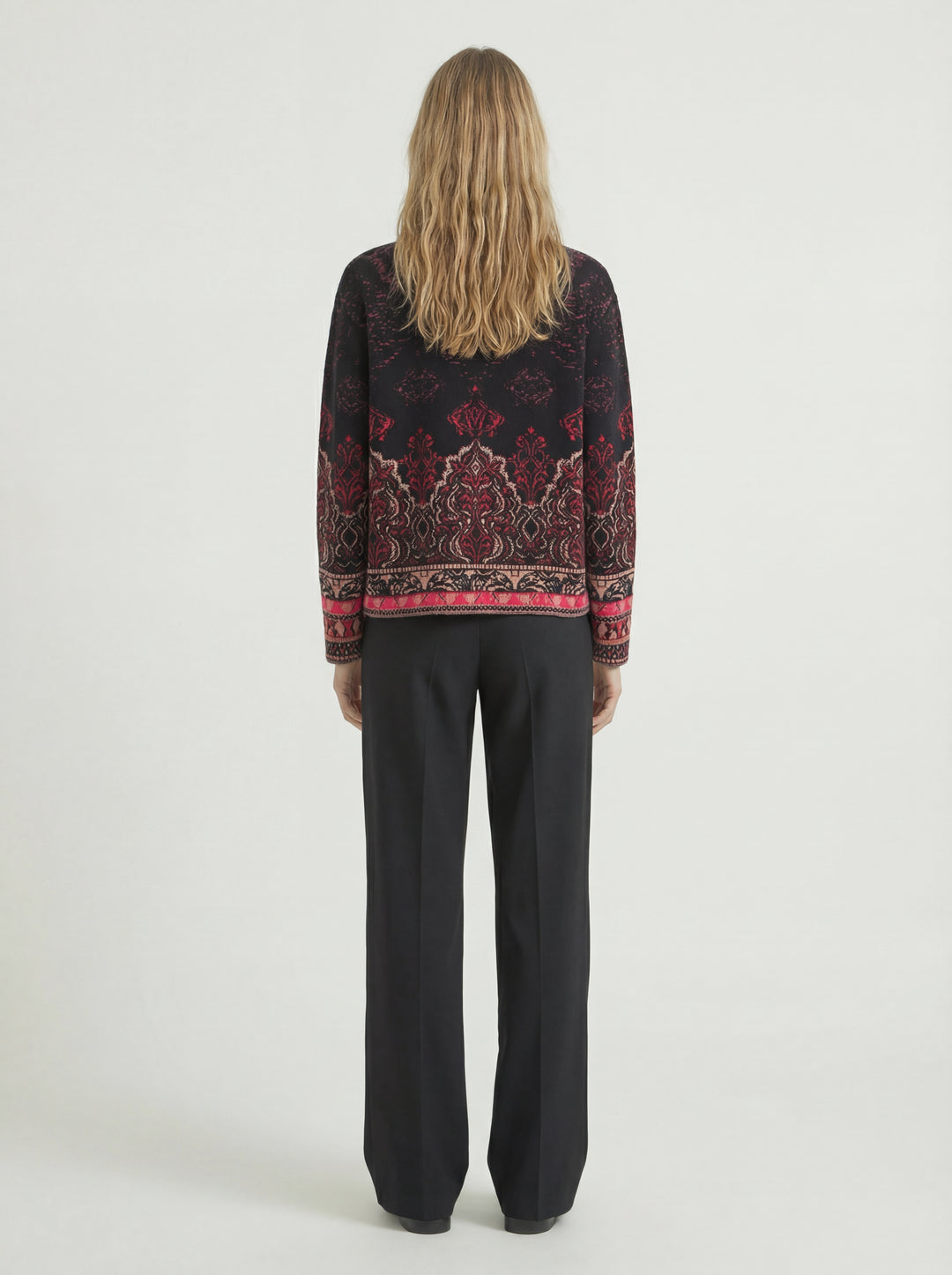Veste Jacquard, Motif Ornemental - Noir