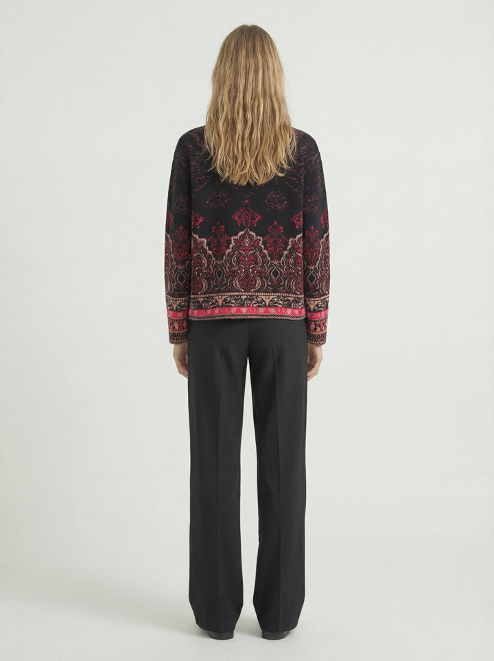 Veste Jacquard, Motif Ornemental - Noir