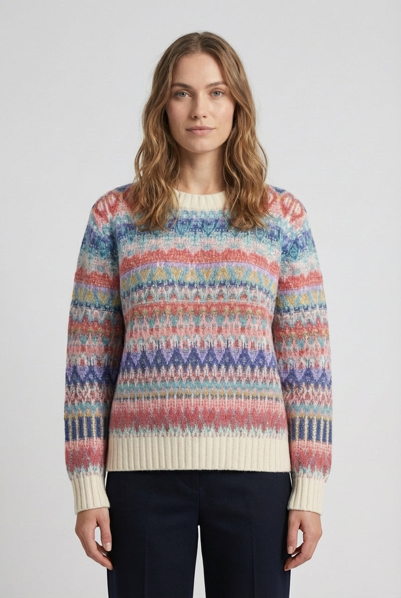 O-Neck Pullover, Re-Dandy Pattern - Off White